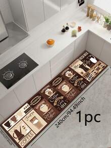 1pc Coffee Themed Silica Gel Kitchen Mat, Featuring Coffee Pot, Cups, Beans And Text Elements Such As "COFFEE", "CAPPUCCINO", "ESPRESSO", Exuding A Rich Coffee Culture Ambiance Christmas Decor Kitchen Rug - Multicolor - View 10