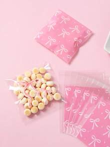 50/100 Stücke rosa Schleifenmuster Süßigkeiten Selbstversiegelungsbeutel, Geschenktüten, Geschenkverpackungstüten, Snackbeutel, Verpackungstüten, rosa Schleifen Party Dekorationen, Baby Shower Dekorationen, Snack Schokoladen Keks Backtüten, Donut Tüten, Brautparty Gastgeschenke, Gender Reveal Party Zubehör, 1. Geburtstags Party Dekorationen, Baby Mädchen Party Zubehör, Prinzessin Themen Party Zubehör, Baby Mädchen Geschenke - Rosa Schleife - Übersicht 3