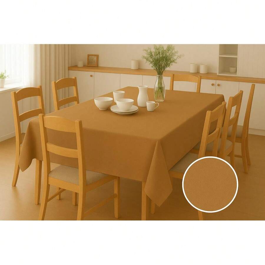 Oxford Tablecloth For 6 Places With Hemmed Finish - Caqui - Ver 1