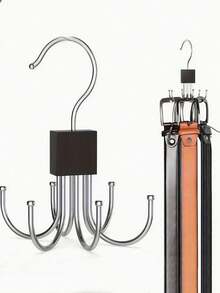 Organizador de madeira maciça com 6 ganchos, 1/2 peças, cabide giratório para gravatas com base de madeira e ganchos de aço para chapéus, bolsas e cachecóis, dobrável e compacto, ganchos de 6 pontas, ganchos para casacos, ganchos para cachecóis, ganchos para cintos, cabideiro para armários, ganchos para cabideiros de entrada, itens essenciais para a volta às aulas e para casa, cabideiro multifuncional sem furadeira para cintos, gravatas, roupas íntimas, bolsas, cachecóis, roupas, ganchos de armazenamento - Multicolorido - Ver 2