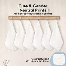6-Pack Cami Washcloths Newborn, 10x10 Organic Cotton Face Wash Cloths Babies, Soft & Absorbent Bath Towels 2LFE - 柔和的白色 - 查看 2