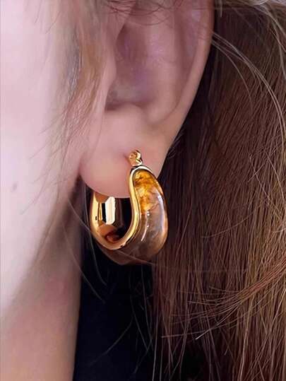 2 piezas Nuevos pendientes geométricos, de moda y lujosos, adecuados para el uso diario de las mujeres, otoño/invierno