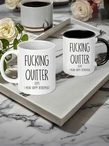 1 peça 11oz Quitter, caneca de aposentadoria, presente engraçado de aposentadoria para um homem, presentes de aposentadoria para mulheres, caneca de escritório, decorações de Natal, presente divertido para aniversários, feriados e festas, ideal para amigos, acessórios para cafeteria, reutilizável, Natal, lavar somente à mão, ideal para bebidas quentes e frias, decoração de quarto, utensílios para bebidas de inverno, presente atencioso, lembrança de família, presentes de dia dos namorados, casamento