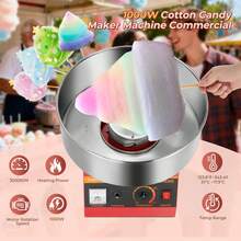 1000W Professional Cotton Candy Machine, Cotton Candy Maker With 15 Inch Stainless Steel Bowl, Perfect For Home, Carnival, Kids Birthday, Family Party, Red - US A Type Plug(110-127V) - View 3