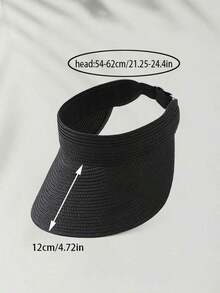 1顶女士时尚草编遮阳帽，宽帽檐可卷起折叠，夏季沙滩防晒帽 - 多色 4 - 查看 4