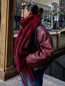 2025 Women Scarf Winter Warm Thick Shawl Wraps Fashion Solid Color Pashmina Scarves Long Tassel Hijab Stoles Bufanda Cashmere - XW12A-8 - View 13