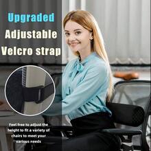 Almohada lumbar para espalda baja, cojn de espuma de apoyo lumbar con funda de almohada y correa mejorada para oficina, silla, coche, asiento alivio del dolor y mejora la postura gris claro, largo, - Negro + Largo-15*4.3'' - Ver 6