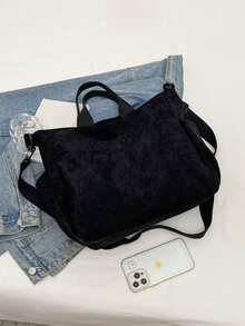 New Fashion Classic College Style Casual Large Capacity Multi-Pocket Shoulder Bag, Especially Warm. Particularly Suitable For Campus, Office, Daily Matching, Dates, Shopping, Outings, Gifts And Other Occasions. - Black - View 10