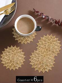 8入組/套中空花紋pvc餐墊(4入)和杯墊(4入),可清洗,易於清潔,可擦拭,防滑,耐熱,適用於假日、婚禮、派對和節日餐桌裝飾