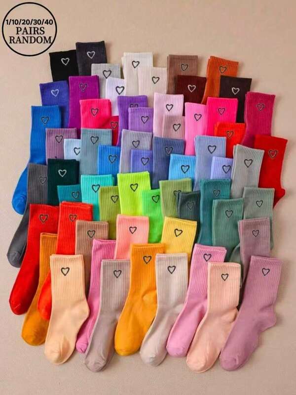 1/10/20/30/40 Paia di calzini casual e versatili per tutte le stagioni, con motivi dolci e semplici, adatti per ragazzi e ragazze, morbidi, traspiranti e resistenti agli odori