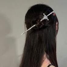 MX  6 PCS Ancient Style Sword Hair Chopsticks Retro Metal Hair Sticks Chinese Style Sword Hair Stick Hair Bun Long Hair Classic Vintagewith Tassels For Hair Accessories For Women Girl Gold Silver Black - 銀色金色黑色 - 查看 7