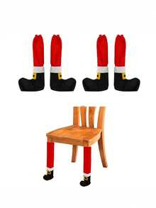 1/4pcs Christmas Table Foot Cover Santa Claus Table And Chair Decoration Foot Cover Holiday Decoration Protective Cover Red And White Stripes Design With Gold Buckle Suitable For Christmas Party, Christmas Decorations, Holiday Party Supplies, Reusable Decoration Christmas Decorations Home Christmas Gifts Christmas Decor - Multicolor - View 7