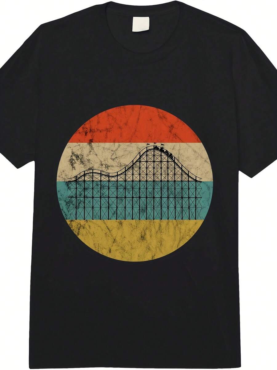 Roller Coaster Retro Vintage Sunset Roller Coaster  Adult Heavyweight T-Shirt - 款式17 - 查看 1