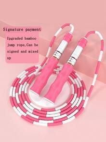 1pc Adjustable Bamboo Segment Jump Rope, Colorful Skipping Rope For Beginners, Fitness Exercise Speed Jumping Rope With Signature Space
