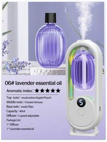 Smart Essential Oil Diffuser, 5 Adjustable Mist Modes With Digital Display, Wall/Desk Mount, Includes 5x40ml Large Refill Oils (Christmas Gift, Home Fragrance) - 白色 - 查看 18