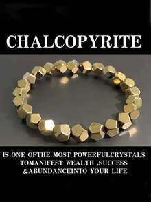 Handgefertigtes Rohe Pyrit Armband - Facettierte Bohemien Perlen, Symbol für Reichtum und Fülle, Chakra Schmuck für innere Stärke, Vintage spirituelles Geschenk zum Valentinstag, Muttertag, Vatertag, Perlen für Armband, spiritueller Schmuck, rustikales Design, natürliche strukturierte Perlen - Messing 2 - Übersicht 1