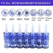 10支装替换针头，一次性针头，9针/12针/36针/42针/圆形纳米卡口微针针尖，适用于MYM/M5/M7/N2/A6/A1/E30，白色/蓝色，独立密封包装 - 彩色 - 查看 8