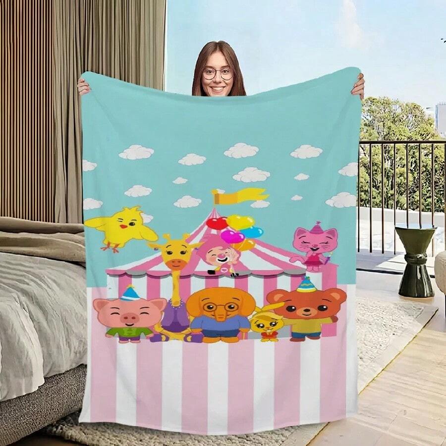 Cartoon P-Plim P-Plim Printed Comfortable And Soft Sofa, Living Room Bed, Bedroom Blanket Suitable For Travel And Gifts4.Jpg - 白色 - 查看 1