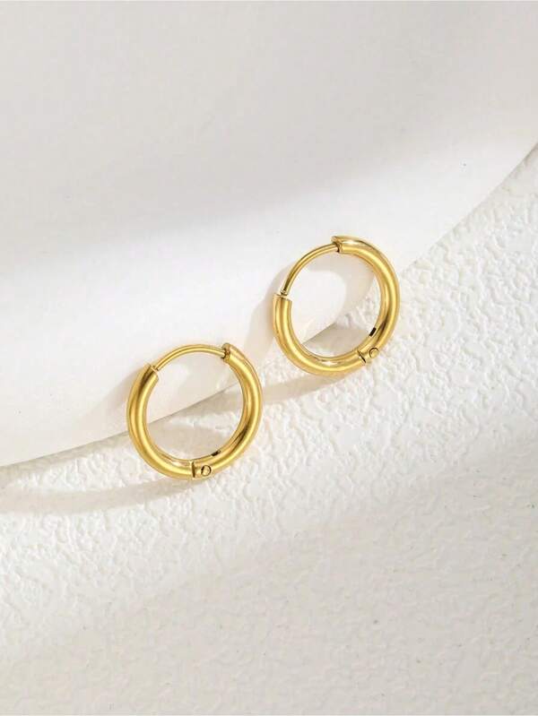1pc Classic Circle Earrings, Minimalist Design For Teenage Girls, Everyday Wear