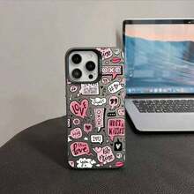 Fundas IMD Coloridas con Estampado Plateado para 16 Pro/15 Pro/14/13/12/11/XS/X//8/6s//Plus/Pro/SE, Regalo Perfecto de Cumpleaños para Novia/Novio/Amigo o Para Ti Mismo, Diseño Ligero Antideslizante y Protección de Aire Cushion de Alta Calidad17 17promax - Negro - Ver 1