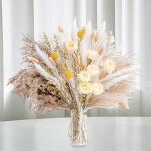 Ramo de flores secas mixtas con ramos de novia de hierba de la pampa para bodas, decoración del hogar y ocasiones especiales. - Multicolor - Ver 4