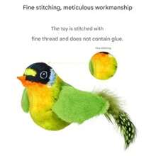 Interactive Cat Toy - Realistic Chirping Sound, Artificial Feathers, Soft Feather Wand, Handmade Design, Solo Play & Hunting Fun, Suitable For All Cats - Multicolor - View 3