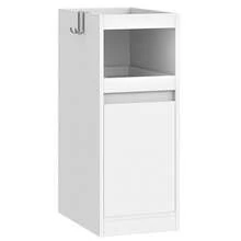 Narrow Bedside Table, Nightstands With Tray, Side Table With 1 Door, Side Table With 2 Hooks, Space-Saving, For Bedroom, Living Room, Modern Style, White, 35 * 24 * 64 Cm - 白色 - 查看 4