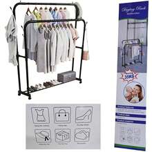 Todo Hierro Raganet, Perchero para Ropa de Doble Poste, Closet Plegable de Acero Inoxidable, Organizador de Ropa, Calzado y Accesorios, Medidas 150 cm alto x 110 cm Largo x 57.5 cm Ancho - Negro - Ver 7