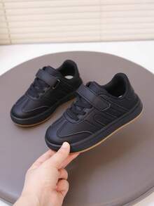 Nouvelles chaussures de sport pour enfants, chaussures à scratch pour garçons, chaussures plates confortables, chaussures décontracté - Noir - Voir 7