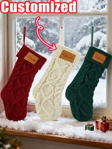 Calcetines navideños personalizados, calcetines navideños con huella de mascota personalizados, calcetines navideños familiares de punto con parche de cuero, calcetines con huella de perro, calcetín de gato, regalo de Navidad, decoraciones navideñas - Multicolor - Ver 2