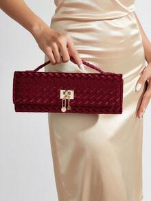 REMANLAND Bolsos de mano de lujo para mujer, bolso de embrague de terciopelo burdeos, bolso de noche con cierre giratorio dorado y asa superior, bolso de fiesta y boda para mujer, bolso de noche para fiesta, mujer, perfecto para fiesta, boda, baile de graduación, cena/banquete, mejor regalo para mujeres