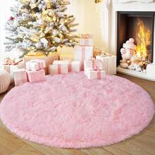 1pc Round Plush Soft Fluffy Area Rug - Modern Simple Polyester Indoor Carpet , Machine Made Knitted Carpet For Living Room, Bedroom, Game Room, Dorm, Sofa, Teen Room Decor, Study & Entertainment Areas - Easy To Clean, Cozy Atmosphere 