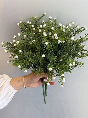 1/2 bunt konstgjorda 7 gafflar med stjärnhandtag, simulering av 7 gafflar med kon, stenblomma med handtag, gräs, vit, PE-material, konstgjorda blommor, simuleringsväxter, utomhussammankomster, evenemang, högtider, födelsedag, bröllopsfestdekoration, uteplatsdörröppning, matsal, vardagsrum, sovrum, trädgårdsdekoration, heminredning
