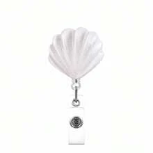 1pc Iridescent Scallop Retractable Badge Reel, Nurse/Doctor ID Card Holder Clip - Multicolor - View 5
