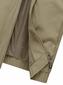 Men's Casual Solid Color Turndown Collar Zip-Up Fitted Jacket, Spring/Autumn - Champagne - View 6