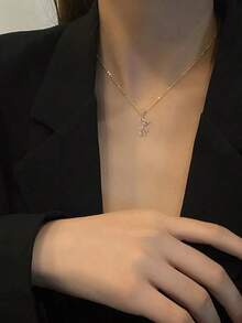 1Pc Obega Lovely Bear Necklaces For Women Cubic Inlaid Golden Neck Chain Female Necklaces Cute Jewelry Pendant Perfect Daily Accessory Gifts, Fashion Accessories, Unique Designs For Daily Jewelry, Elegant Fade-Resistant Jewelry, High-Quality Handicrafts, Gifts For Friends, Fashion Enthusiasts - 金色 - 查看 2