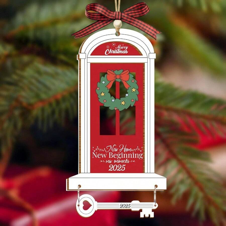 DNew Home Ornament 2025 Our First Home Ornament New House 1st Christmas 2 Layers Ornaments First Christmas In Our New Home 2025 Housewarming Gifts Xmas Tree Hanging Newlywed Ornaments - ChainKlDoorOrnament - View 1