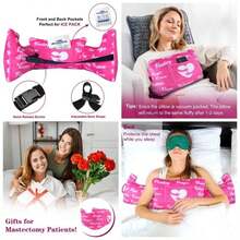 Almohada para mastectoma u2013 Almohada postoperatoria, regalo para mujeres despus de la ciruga, almohada para reduccin de senos, masectoma, recuperacin de pacientes, proteccin del cinturn de - Flor rosa + 38"x 9"x 5" - Ver 1