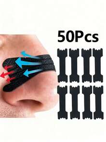 50pcs/Pack Multi-Functional Dilator Strips, Effectively Reduce Snoring. Suitable For Daily Use And Nighttime Sleep, Help Promote Smooth Breathing And Provide Physical Support For Cavity, Comfortable Fit, Non-Irritating, Convenient Packaging For Easy Carrying. - Black - View 10