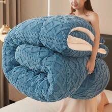 Winter Milk Fleece Quilt, Super Soft & Thickened Warm Comforter, For Adults Guest, Lightweight Breathable Machine Washable Bedding, Queen Size & King Size - 寶石藍 - 查看 12