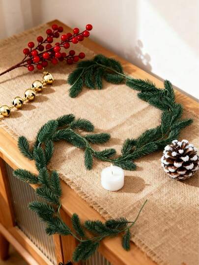 1pc Christmas Artificial Pine Real Lvy Winter Decor, Winter Plastic Real Touch Imitation Green Pine Needle Cane, Christmas Ornaments, Wedding Decoration, Anniversary Gift, Xmas Gift, Christmas Home Table Decoration, Mantel, Stairs, Wall Decoration, Indoor&Outdoor Window Door Garden Patio Door Decorations, For Xmas, Eve, Party, New Year, Wedding Decorations, Holiday Celebration Scene Decor, Holiday Must-Have Gift