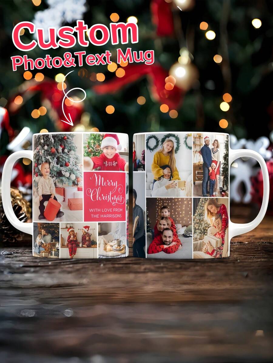 1pc Customized Mug, Personalized Family Mug, Can Print Photos, Images And Text, Custom Photo Collage Coffee Cup, Christmas Gift, Ideal For Enjoying Hot Cocoa, Tea Or Coffee In Winter, Santa Claus Gift - Multicolor 1 - View 1
