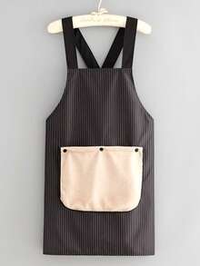 1 Stück wasserdichte und ölbeständige Unisex Küchenschürze, modische vertikal gestreifte Lässig Schürze mit abnehmbarem Handtuch, geeignet für Zuhause und Restaurant, wasserdichte Schürze mit Taschen