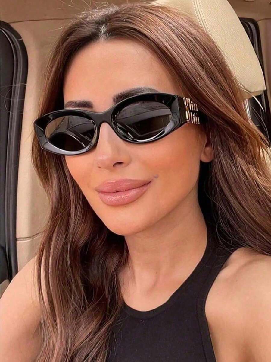 1副椭圆形时尚眼镜，复古风格，女士款，社交媒体热门款