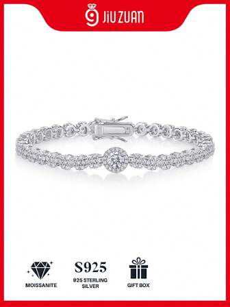 925 纯银莫桑石网球手链，奢华时尚，适合女性，适合订婚、婚礼、表白、赠送朋友和爱人、时尚派对、母亲节