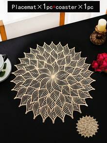 8入組/套中空花紋pvc餐墊(4入)和杯墊(4入),可清洗,易於清潔,可擦拭,防滑,耐熱,適用於假日、婚禮、派對和節日餐桌裝飾