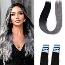 10pcs Women'S Tape-In Hair Extensions, 24 Inch Straight Synthetic Hair Extensions, Seamless & Invisible For All Hair Types 10Pcs/Pack 35g - Multicolor - View 20