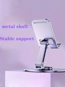 紧凑型 360° 旋转金属手机支架 - 可调节、可折叠桌面支架，配有坚固的底座和支撑臂，适用于所有智能手机和平板电脑，理想的办公室配件，桌面电话支架