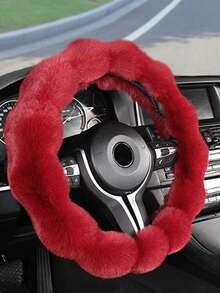 Women's 1PC Plush Steering Wheel Cover - Warm Wool Blend Winter/Autumn Car Accessory, Universal Fit Cozy Steering Wheel Wrap For Female Drivers