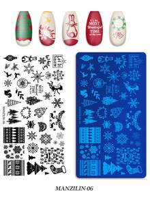 1 buc. Placă de ștampilare pentru unghii din oțel inoxidabil, șablon de imprimare cu model de șosete cu fulgi de zăpadă și cerbi de Crăciun, accesoriu de ștampilare DIY pentru unghii din seria de Crăciun